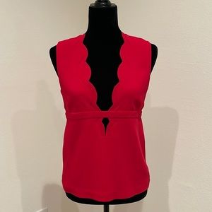 A.L.C. Red Sleeveless scalloped edge top